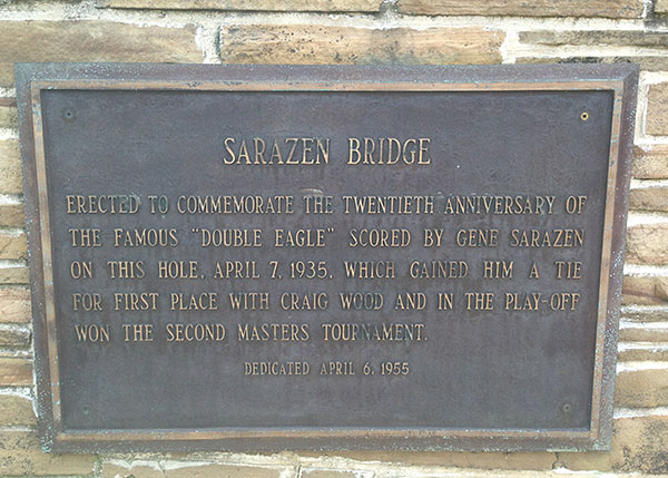 Sarazen Bridge landmark at Augusta National