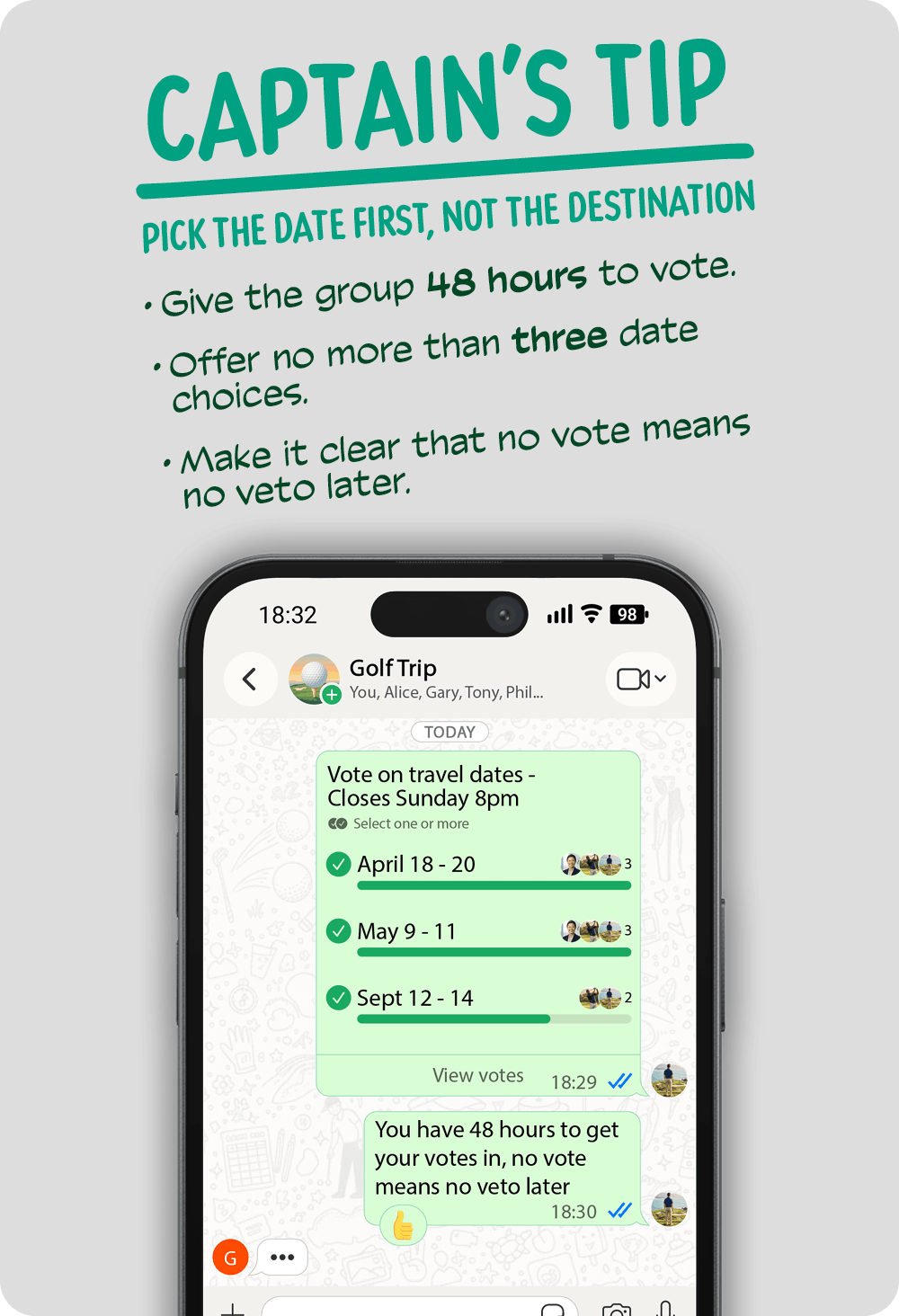 Captain's Tip: Pick the date first